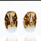 David Webb White Enamel Platinum & 18K Yellow Gold Clip-On Earrings