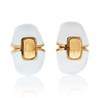 David Webb White Enamel Platinum & 18K Yellow Gold Clip-On Earrings