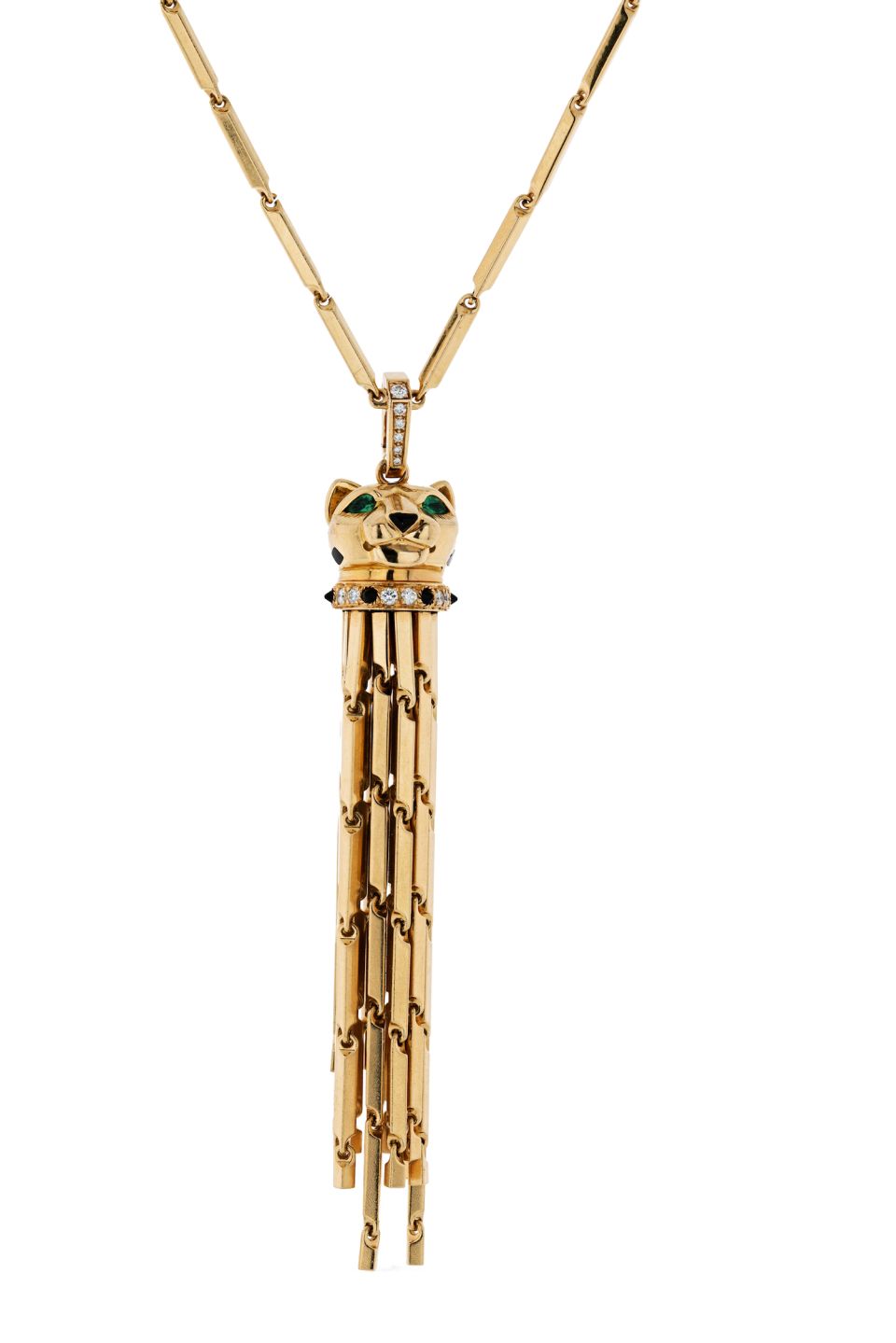 Cartier Panthere 18K Yellow Gold On A Gold Chain Long Tassel Spotted Necklace - The Back Vault Jewelry