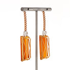 Platinum & 18K Yellow Gold Amber And Diamond Drop Dangle Earrings - The Back Vault Jewelry