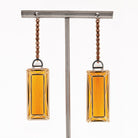 Platinum & 18K Yellow Gold Amber And Diamond Drop Dangle Earrings - The Back Vault Jewelry