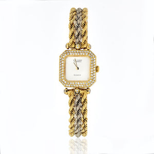 Van Cleef & Arpels 18K Two Tone Square Case, Diamond Dial Vintage Women Watch