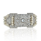 1940's Platinum Gatsby Diamond and Pearl 25 carat Diamond Bangle Bracelet - The Back Vault