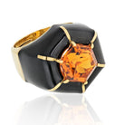 David Webb Citrine 18K Yellow Gold Hexagon Ring - The Back Vault