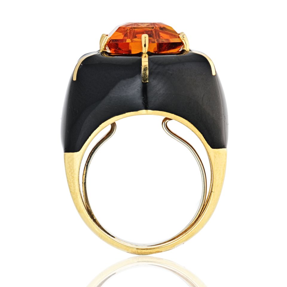 David Webb Citrine 18K Yellow Gold Hexagon Ring - The Back Vault