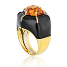 David Webb Citrine 18K Yellow Gold Hexagon Ring - The Back Vault