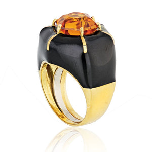 David Webb Citrine 18K Yellow Gold Hexagon Ring