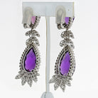 Amethyst 18K White Gold 16.00cts Diamond Drop Earrings - The Back Vault Jewelry