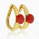 David Webb Coral 18K Yellow Gold Hoop Style Clip-On Earrings - The Back Vault