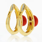 David Webb Coral 18K Yellow Gold Hoop Style Clip-On Earrings - The Back Vault