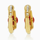 David Webb Coral 18K Yellow Gold Hoop Style Clip-On Earrings - The Back Vault