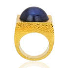 David Webb Hammered F 18K Yellow Gold Star Sapphire Ring - The Back Vault