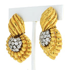 David Webb Hammered Platinum & 18K Yellow Gold Door Knocker Diamond 7.00cts Earrings - The Back Vault