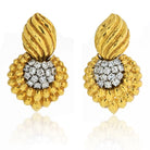 David Webb Hammered Platinum & 18K Yellow Gold Door Knocker Diamond 7.00cts Earrings - The Back Vault