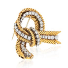 Van Cleef & Arpels French Platinum & 18K Yellow Gold Ribbon Diamond Brooch - The Back Vault