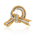 Van Cleef & Arpels French Platinum & 18K Yellow Gold Ribbon Diamond Brooch - The Back Vault