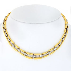 David Webb Collar Platinum & 18K Yellow Gold Open Link Diamond Chain Necklace