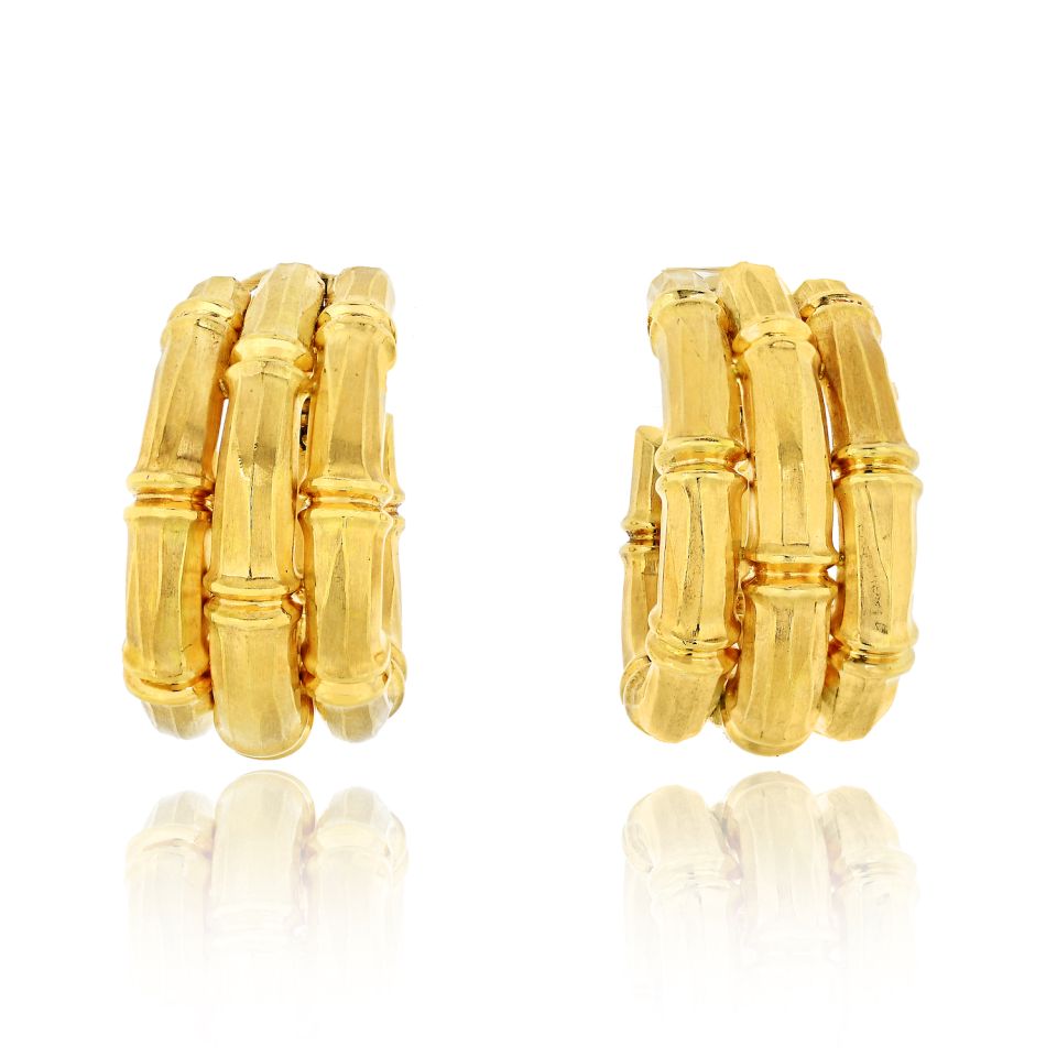 Cartier Bamboo 18K Yellow Gold Large Earrings - The Back Vault