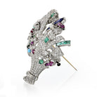 1950's Platinum Multi-color Gemstone And Diamond Brooch - The Back Vault Jewelry