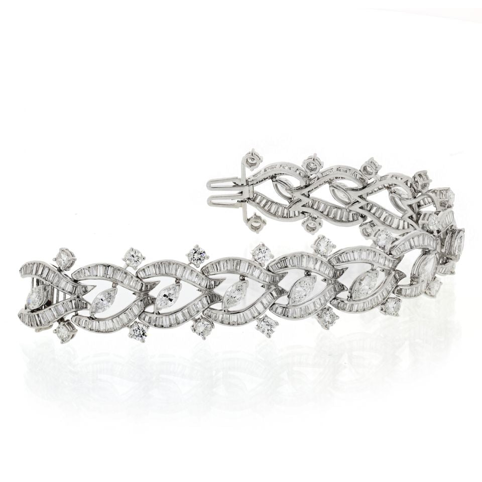 1970's Platinum 30.00cts Diamonds Vintage Bracelet - The Back Vault Jewelry