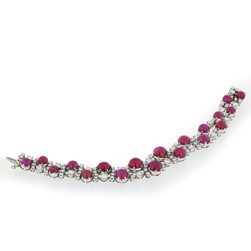 Platinum 8.50 cttw Ruby And Diamond Bracelet - The Back Vault