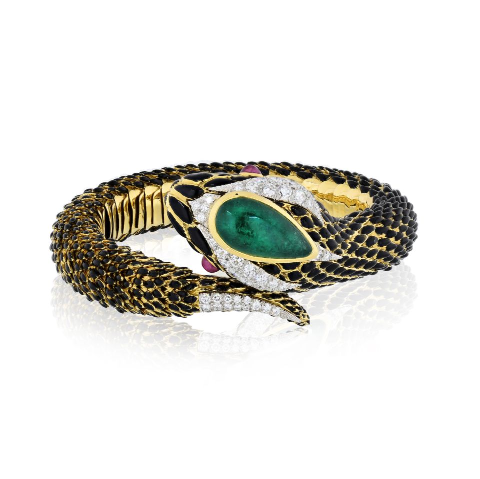 David Webb Snake Platinum & 18K Yellow Gold  Bracelet - The Back Vault