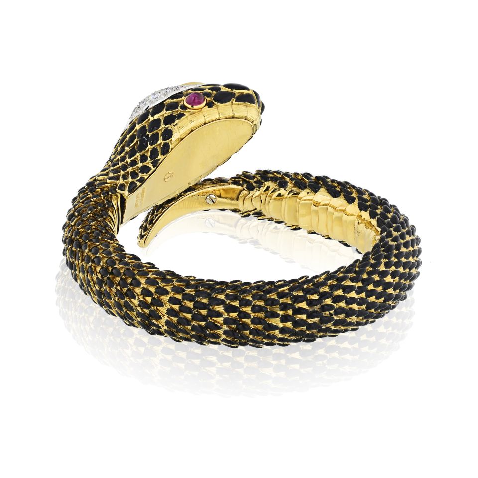 David Webb Snake Platinum & 18K Yellow Gold  Bracelet - The Back Vault