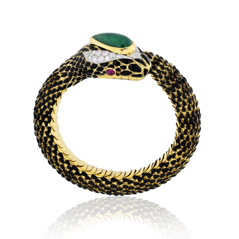 David Webb Snake Platinum & 18K Yellow Gold  Bracelet - The Back Vault