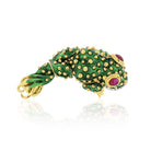 David Webb Tadpole Platinum & 18K Yellow Gold Green Enamel, Ruby Eyes, Diamond Lips Brooch - The Back Vault