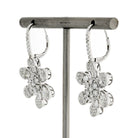 Flower 14K White Gold 4.08 Carat Diamond Drop Dangle Earrings - The Back Vault