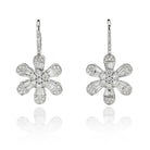 Flower 14K White Gold 4.08 Carat Diamond Drop Dangle Earrings - The Back Vault