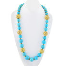 David Webb Turquoise Platinum & 18K Yellow Gold Large Bead Strand Necklace - The Back Vault