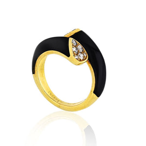 Van Cleef & Arpels Toi et Moi 18K Yellow Gold Diamond, Black Onyx Ring