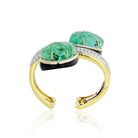 David Webb Crossover Platinum & 18K Yellow Gold Carved Emerald And Diamond Bracelet - The Back Vault