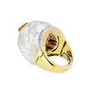 David Webb Rock Cryst Platinum & 18K Yellow Gold Marquise Cut Diamond Carved Ring - The Back Vault