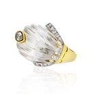 David Webb Rock Cryst Platinum & 18K Yellow Gold Marquise Cut Diamond Carved Ring - The Back Vault