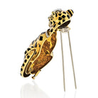 David Webb Leopard Platinum & 18K Yellow Gold Diamonds, Emeralds, Black Enamel Brooch - The Back Vault