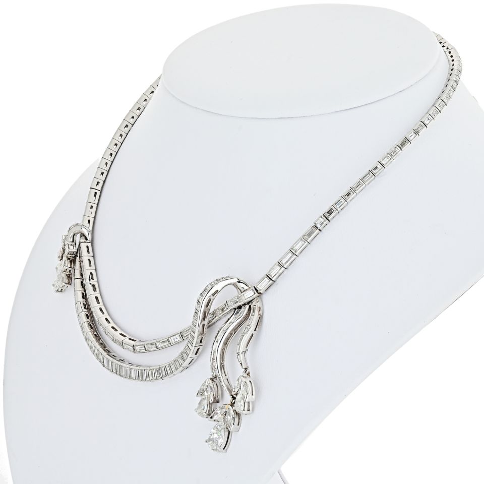 Art Deco Platinum 27.5 Carat Diamond Necklace - The Back Vault Jewelry