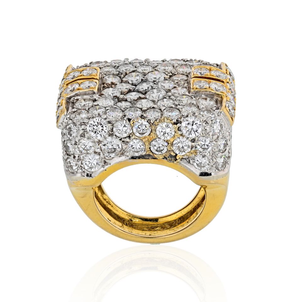 Hammerman Brothers Platinum & 18K Yellow Gold 10 Carat Diamond Mens Ring - The Back Vault Jewelry