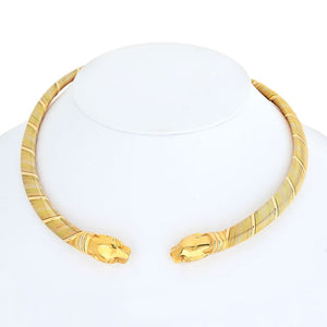 Cartier Choker 1990's Tri-color Double headed Panthere Necklace