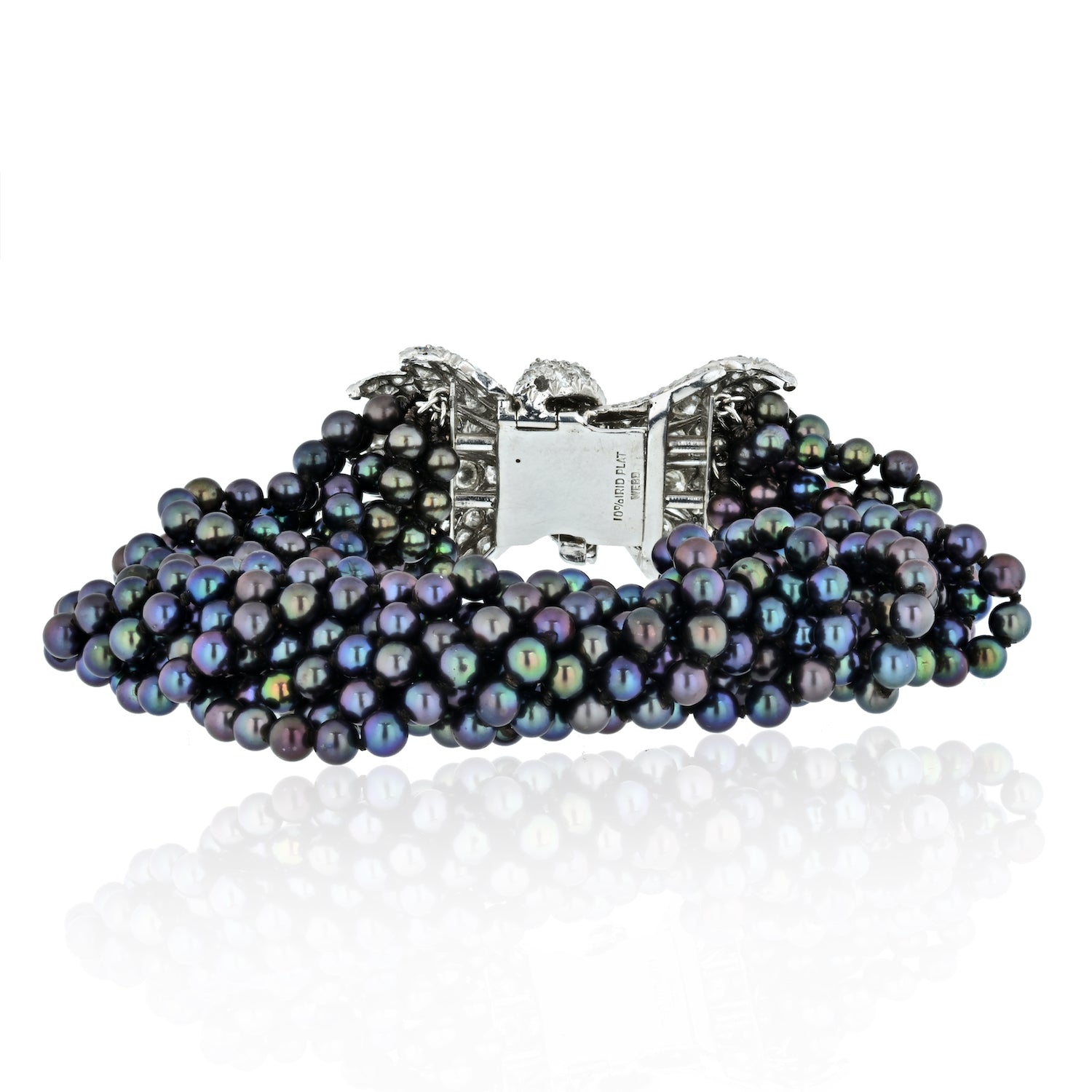 David Webb Dyed Black Cultured Pearl Torsade Bracelet With Diamond Clasp - The Back Vault