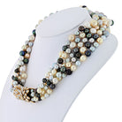 David Webb Platinum & 18K Yellow Gold 5 Multi-Colored Pearl String Torsade Diamond Necklace - The Back Vault