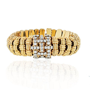 Verdura 1950's 14K Yellow Gold Link 4.50 Carat Diamond Watch And Bracelet