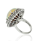 1970's Platinum Large Fire Opal And Diamond Ring - The Back Vault Jewelry