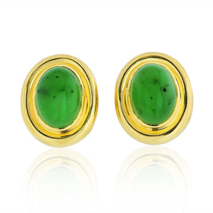 Tiffany & Co. Paloma Picasso 18K Yellow Gold Dome Jadeite Jade Earrings