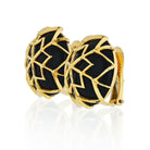 David Webb Snowflake Platinum & 18K Yellow Gold Onyx Webb Earrings - The Back Vault