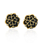 David Webb Snowflake Platinum & 18K Yellow Gold Onyx Webb Earrings - The Back Vault