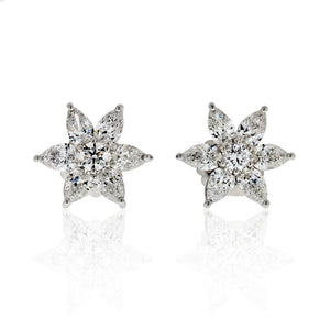 18K White Gold 6.50 Carat Star Shaped Diamond Earrings