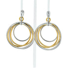 18K Two Tone 24.57 Carat Pave White And Chocolate Diamond Dangling Hoop Earrings - The Back Vault Jewelry