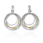 18K Two Tone 24.57 Carat Pave White And Chocolate Diamond Dangling Hoop Earrings - The Back Vault Jewelry